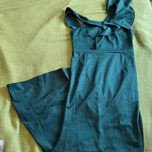 Women's XL/12 Elegant Dark Green Asymmetrical Bodycon Gown - BRAND NEW - Picture 8 of 9
